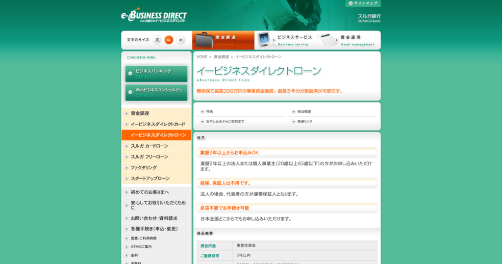 スルガ銀行 イービジネスダイレクトローン