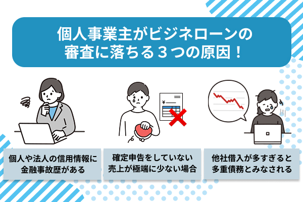 個人事業主がビジネスローンの審査に落ちる3つの原因